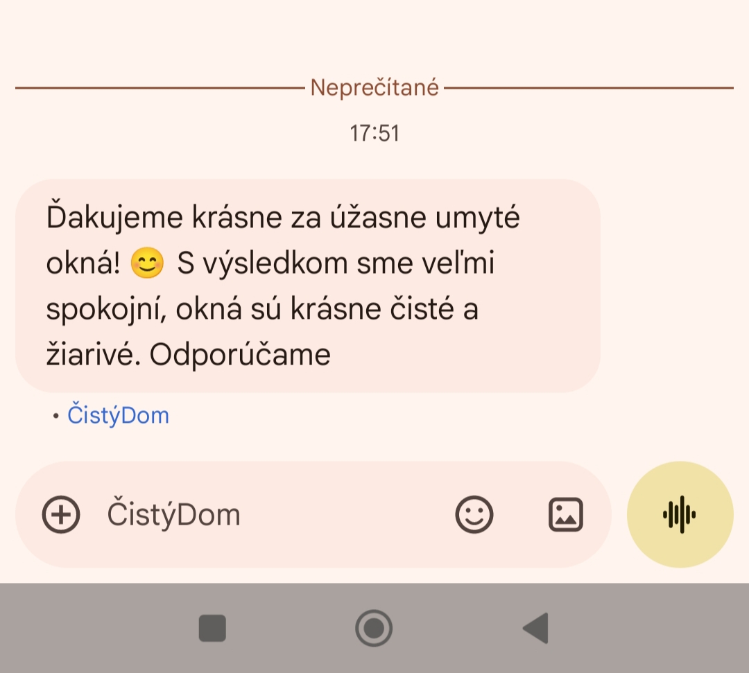 Poďakovanie za umytie okien